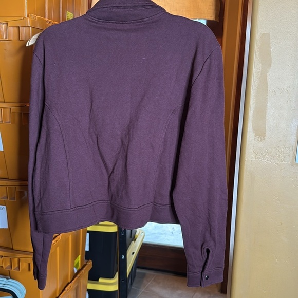 NWT LuLaRoe Presley Moto Maroon Burgundy Plum Jacket Asymmetrical Zipper Size XL - Picture 9 of 9